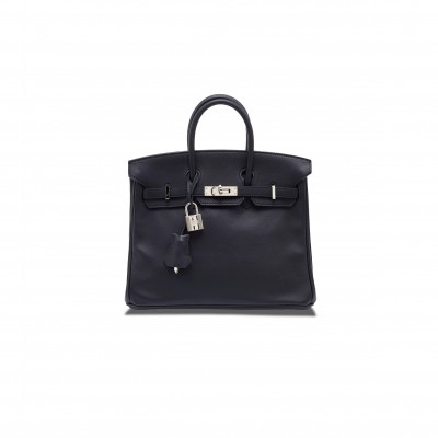 HERMÈS BIRKIN 25 SWIFT LEATHER BLACK SILVER BUCKLE BAG H049362CK02 (25*20*13cm)